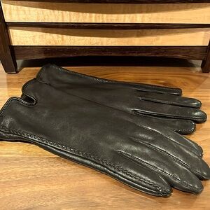 Fownes Brothers Women’s Leather Gloves with Faux Fur Lining, Black, Size Large